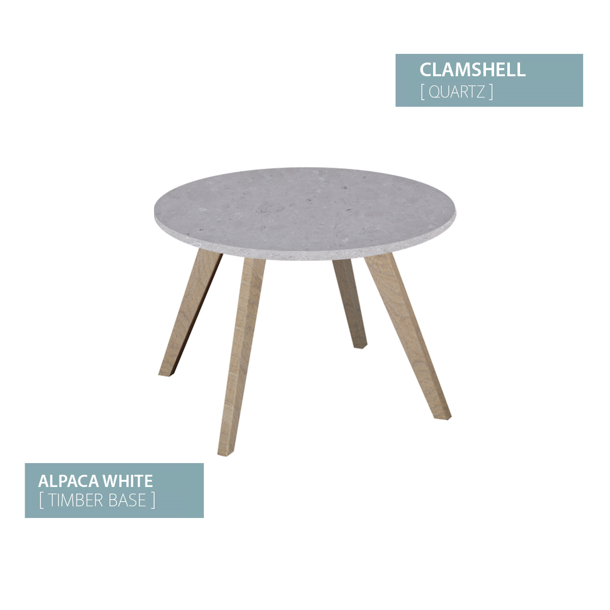 COFFEE TABLE ALPACA WHITE BASE (CLAMSHELL)