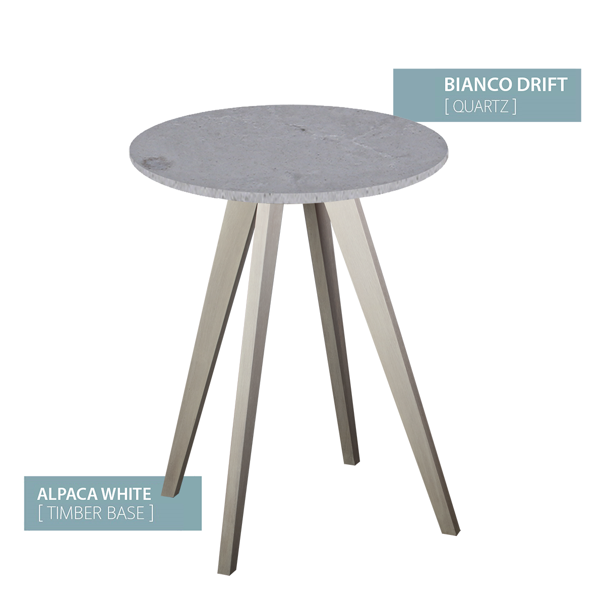 CAFE TABLE ALPACA WHITE BASE (BIANCO DRIFT)