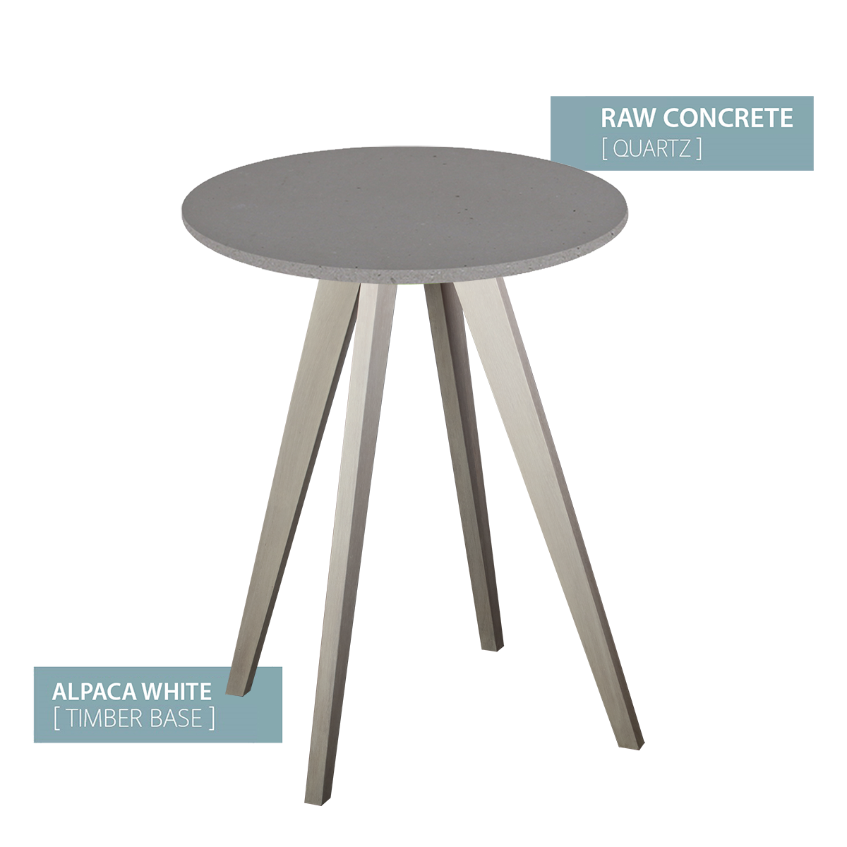 CAFE TABLE ALPACA WHITE BASE (RAW CONCRETE)