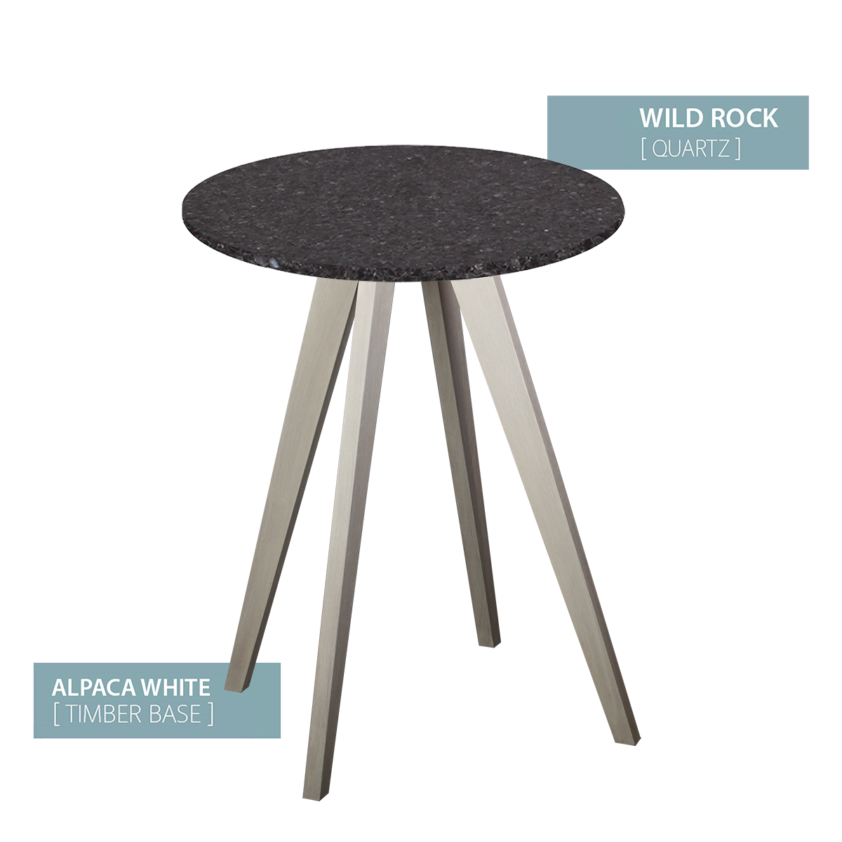 CAFE TABLE ALPACA WHITE BASE (WILD ROCK)