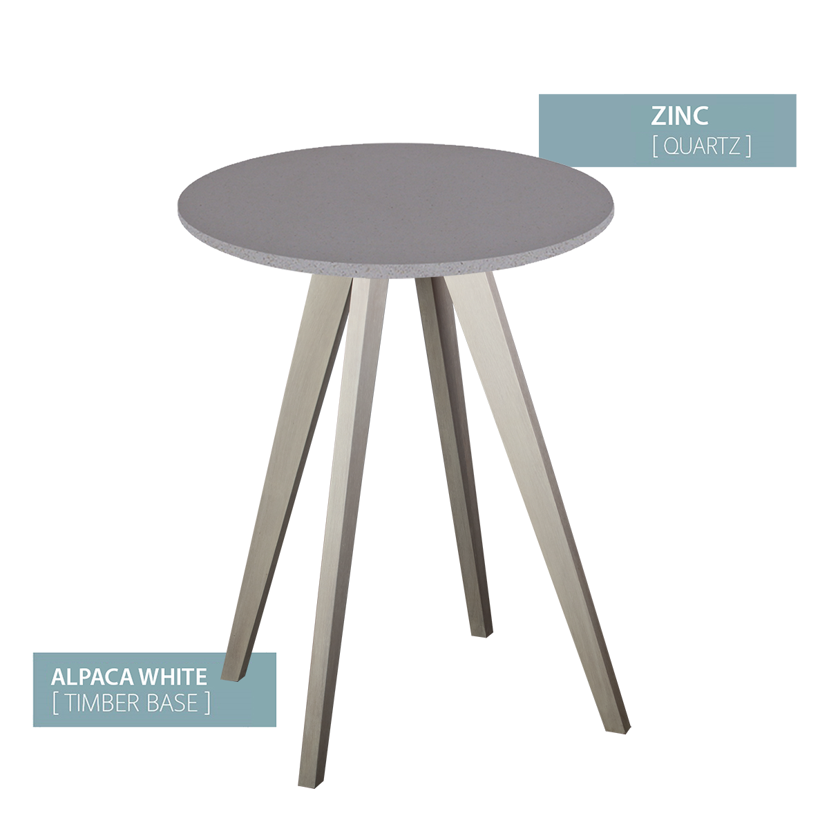 CAFE TABLE ALPACA WHITE BASE (ZINC)